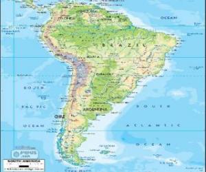 Puzzle Χάρτης της Νότιας Αμερικής. 
